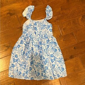 Blue Bluey Floral Cotton Sundress for Girls